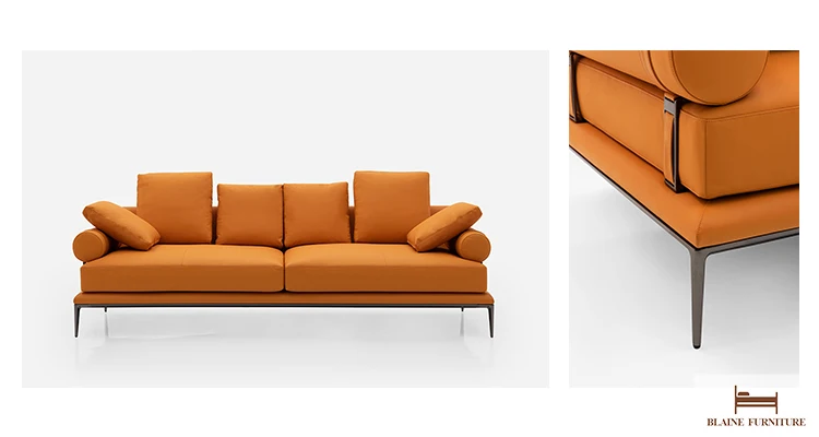 Innovative Design Italian Furniture Set Modern Sofa Luxury 2 Seater Modular Straight Shaped Couch Genuine Leather Sofa