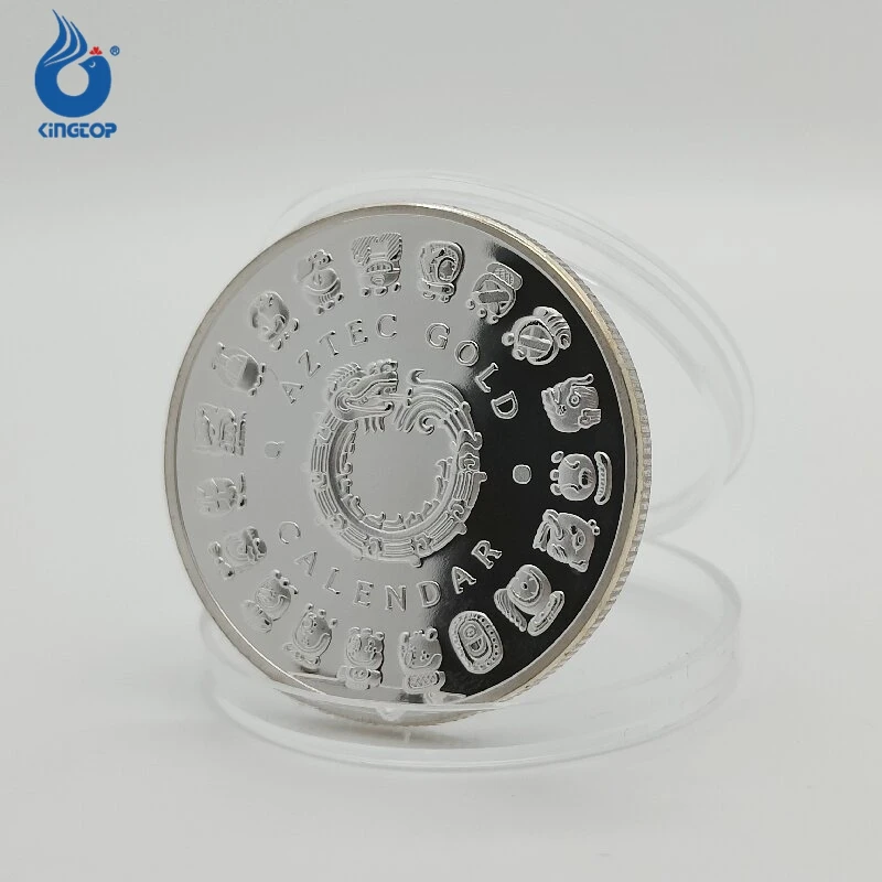 Mayan Coin Aztec Mexican Commemorative Time Coin Medals Sliver Plated Museums Antiques Tourist Attractions Dragon Coin