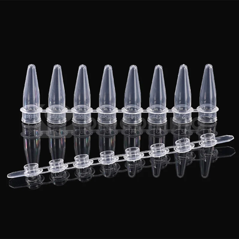 Lab Supplies 0.1ml 8-strips Pcr Tubes With Optical 8-strip Cap Nature Color for DNA/RNA extraction