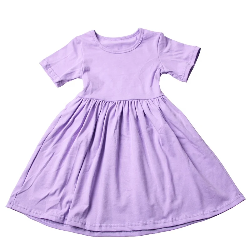 Yulan Wholesale High Quality Kids Girls Short Sleeve Dress Comfortable and Soft Cotton Clothes Summer Girls Dress