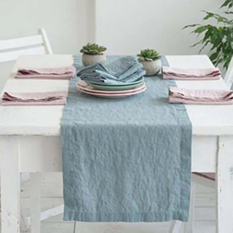 Modern Home 100% linen long Pink Table Runner For Wedding