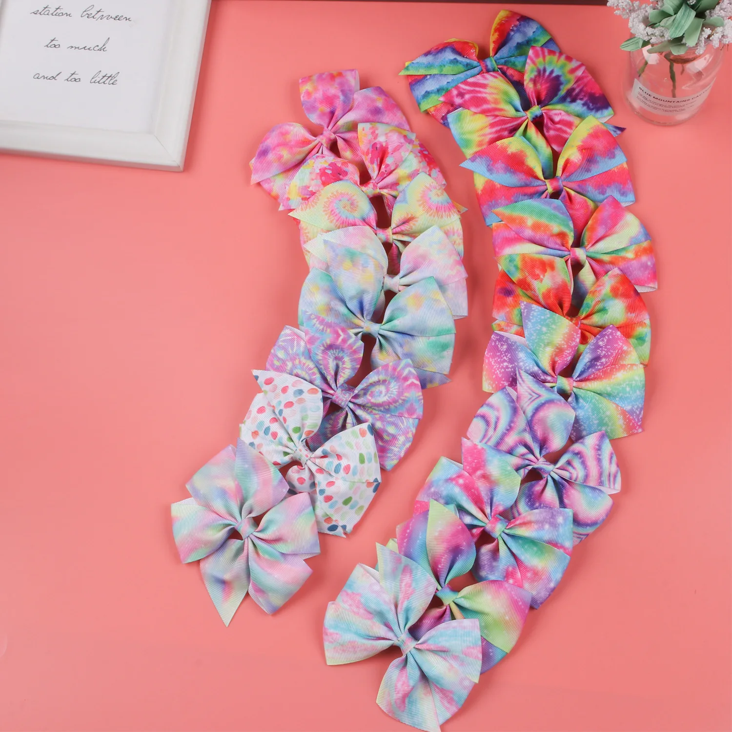 2022 Colorful Grosgrain Ribbon 4Inch Bow Alligator Hair Clips for Girls