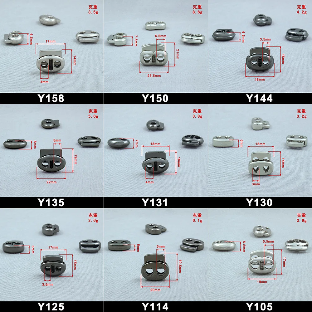 custom Wholesale Barrel Toggles Stop Conical Spring Elastic Double String Metal Cord End lock Stopper for Clothing