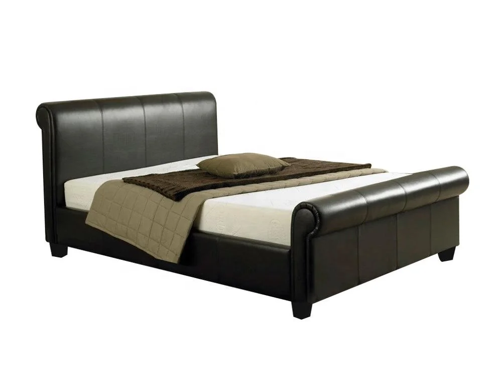 Modern Ottoman Leather Bed Frame Hydraulic and Queen Size With Flat Headboard Bedroom Sets for