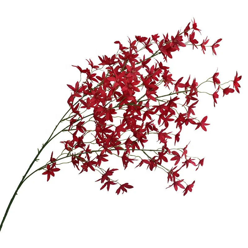 Artificial Flowers Silk Oncidium Orchid Flowers Branches Spray Floral Stem for Home Decor Wedding Backdrop Arch Wall TableRunner