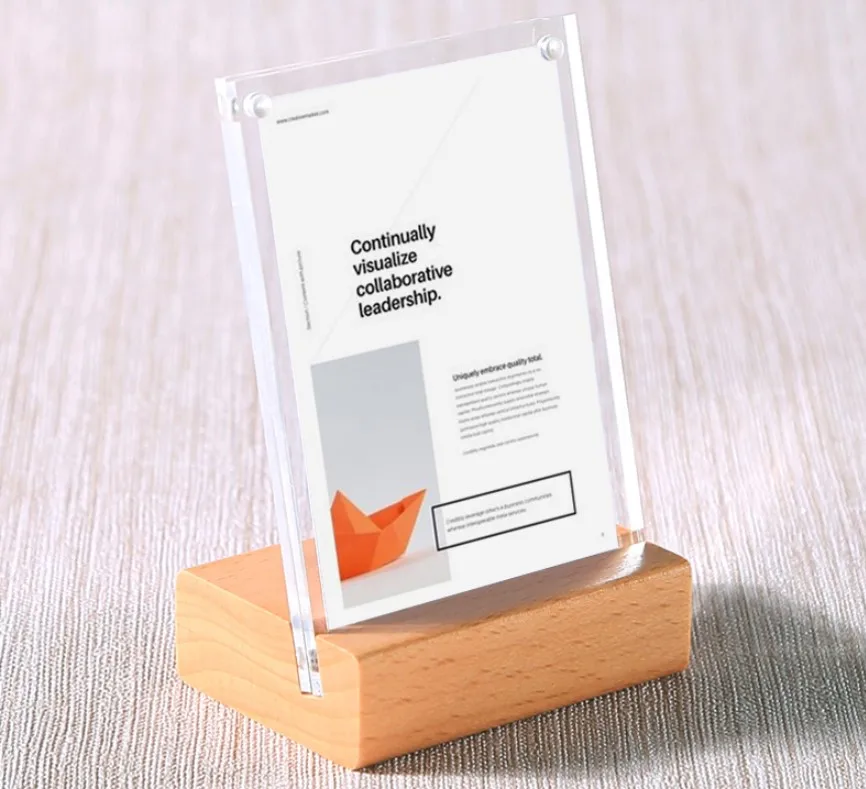 
Hot Selling High Quality Custom Wooden Base For Acrylic Menu Display 