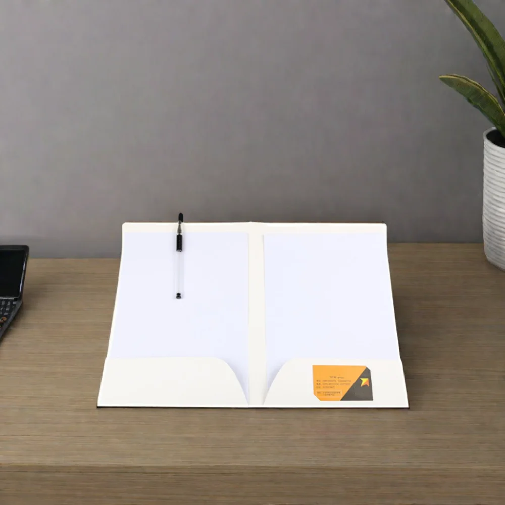 Kraft Paper Presentation Folder Gift Paper File OEM Logo Printed Promotional A4 Size White Promotional Gift & Office Usage