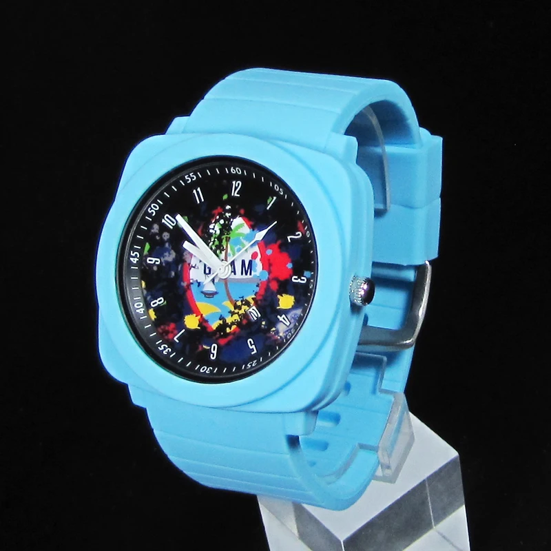 2024  Newest custom logo men watch silicone 3ATM Waterproof Glass Lens stainless steel back waterproof watches for men