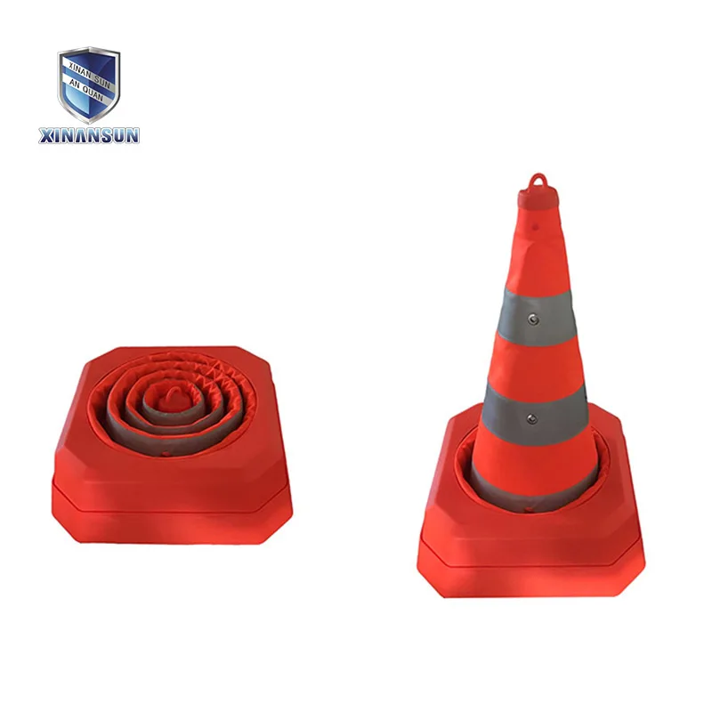 Portable And Reflective Traffic Road Cone With Led Fflashing Light