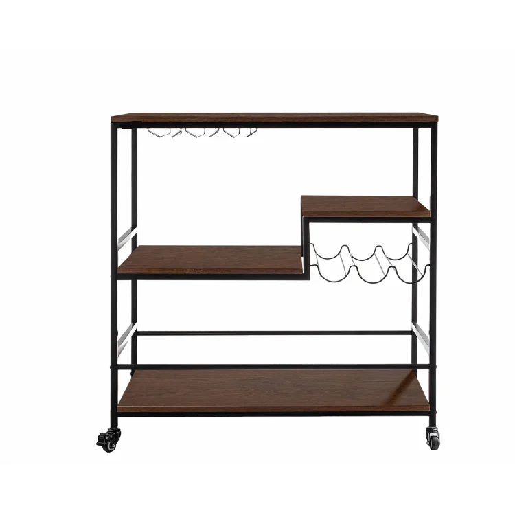 Good Price Restaurant Mini Bar Design Wooden Mobile Dining Room Wine Beer Tea Food Service Serving Hand Cart Pallet Trolley