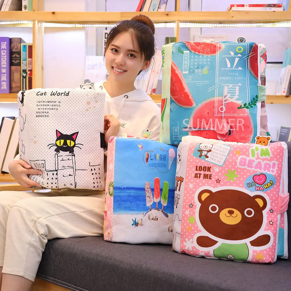 Pillow cloth book Plush Pillow Soft Stuffed Book Shaped Foldable Back Cushion Gift Doll Air Conditioner Quilt