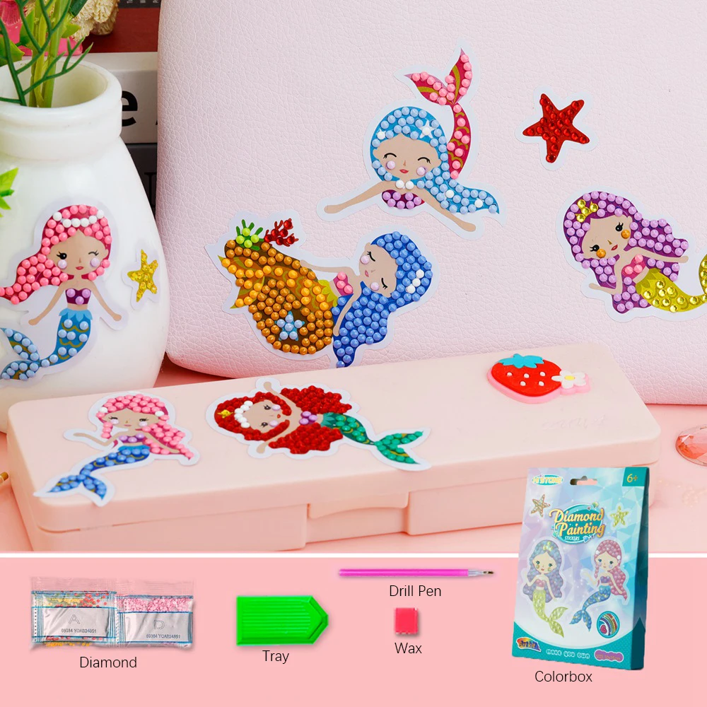 DIY Diamonds Art Mosaic Stickers Diamonds Painting Stickers Cute Cartoon Pattern for Kids Gift Rewards Home Decor