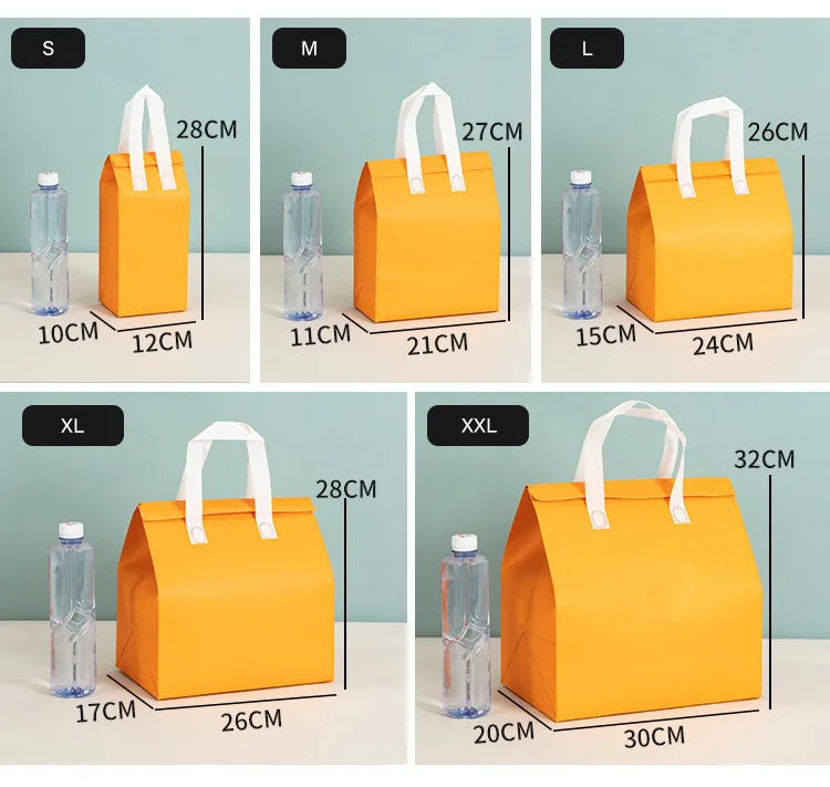 wholesale Disposable Thermal Insulated Cooler Bag Grocery Cool Carry Non Woven Lunch Cooler Bag for Food