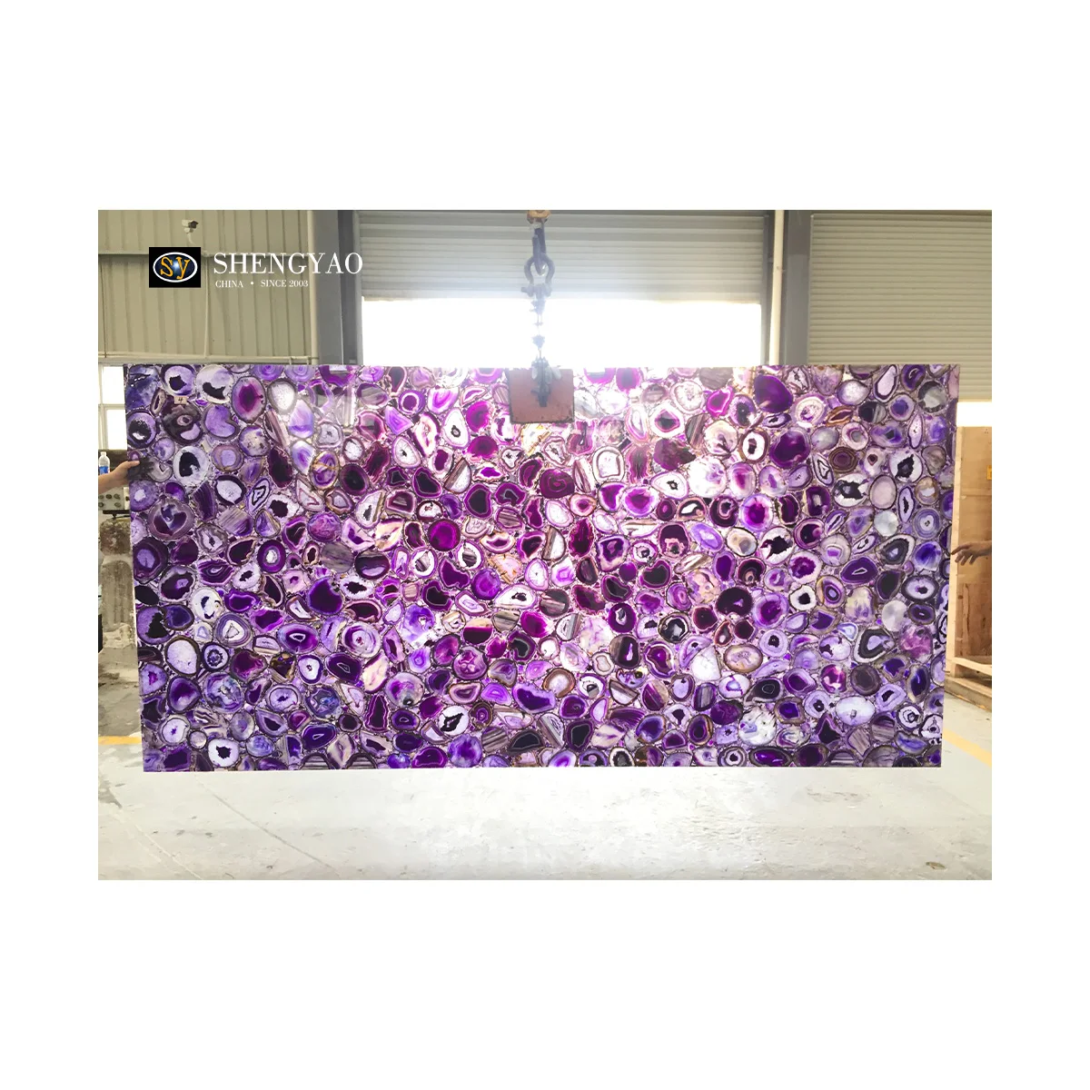 Custom Natural Luxury Polished Purple Agate Marble Translucent Stone Slab and Tiles