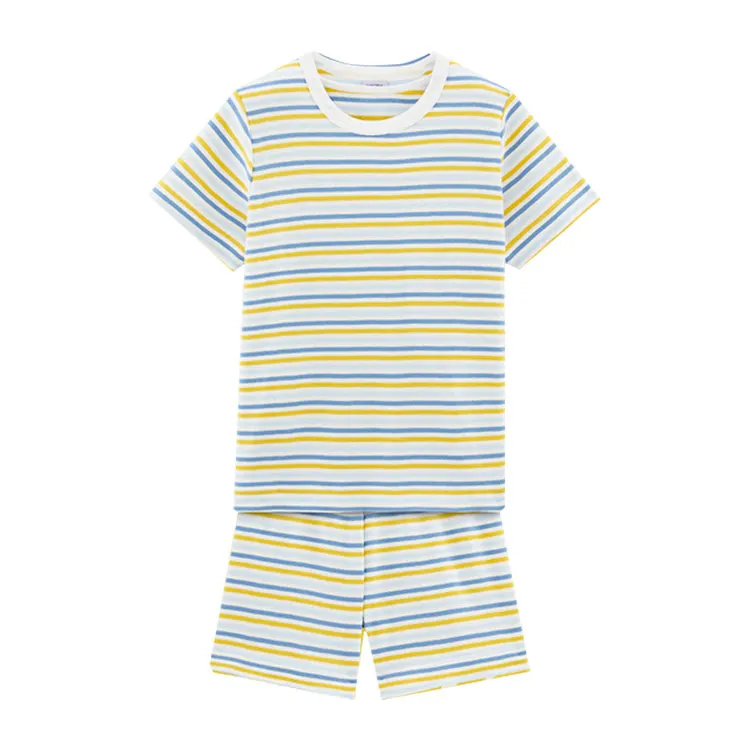 
Custom Knitted Short Sleeve Children Nighty Pajamas Set Fashionable Sleeping Top+Shorts Nightcoat Nightclothes Night Wear 