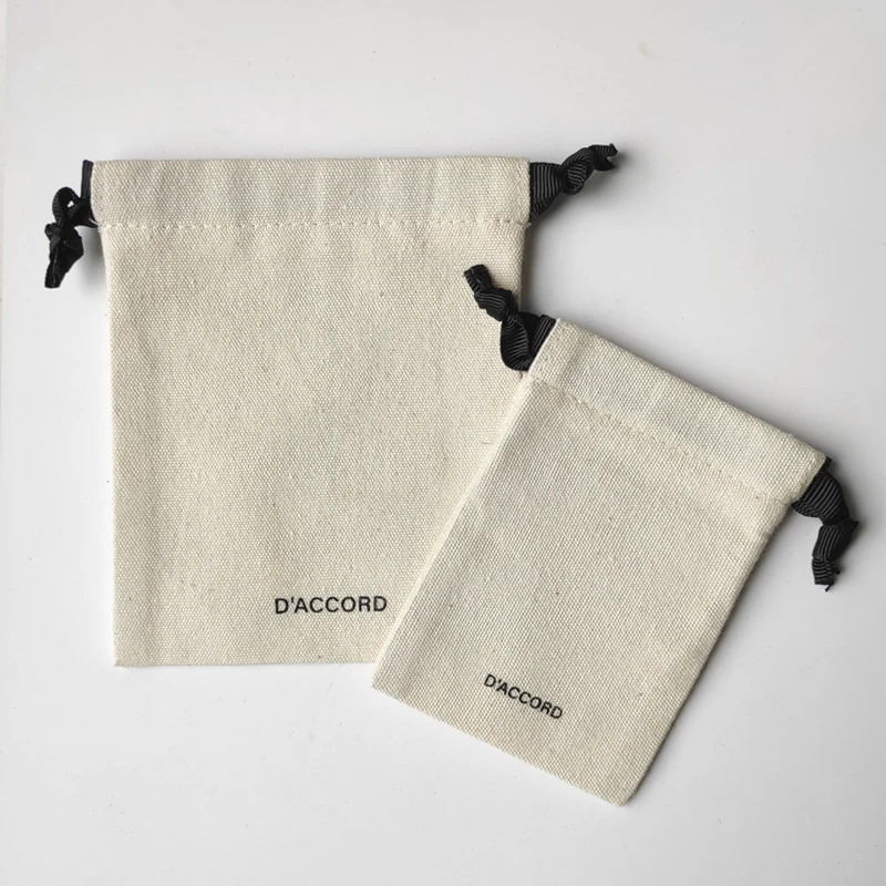 Nature Eco Friendly Jewelry Packing Cotton Drawstring Earrings Pouch Cloth Gift Packaging Bags
