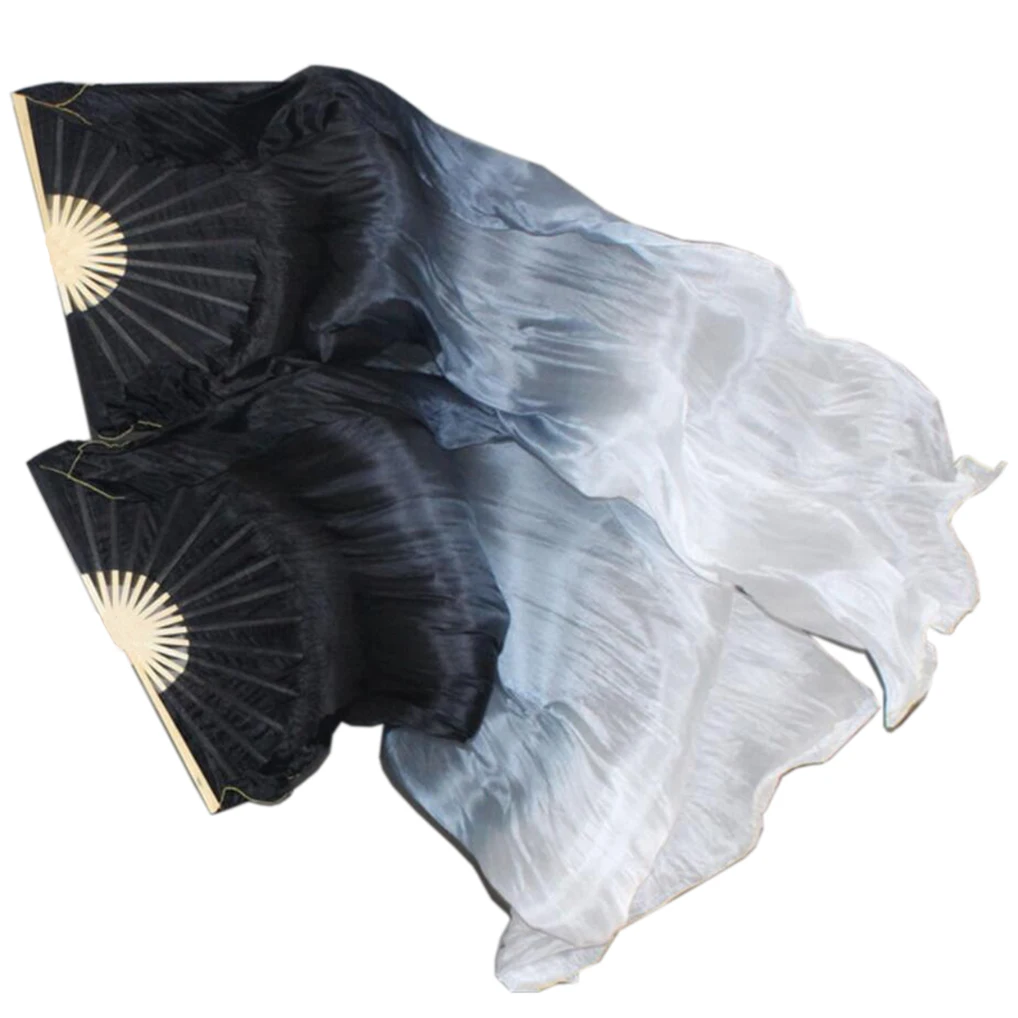 Wholesale Length 180cm Width 90cm Unisex Adult Oriental Belly Dancing Performance Bamboo ribs Fans Veil