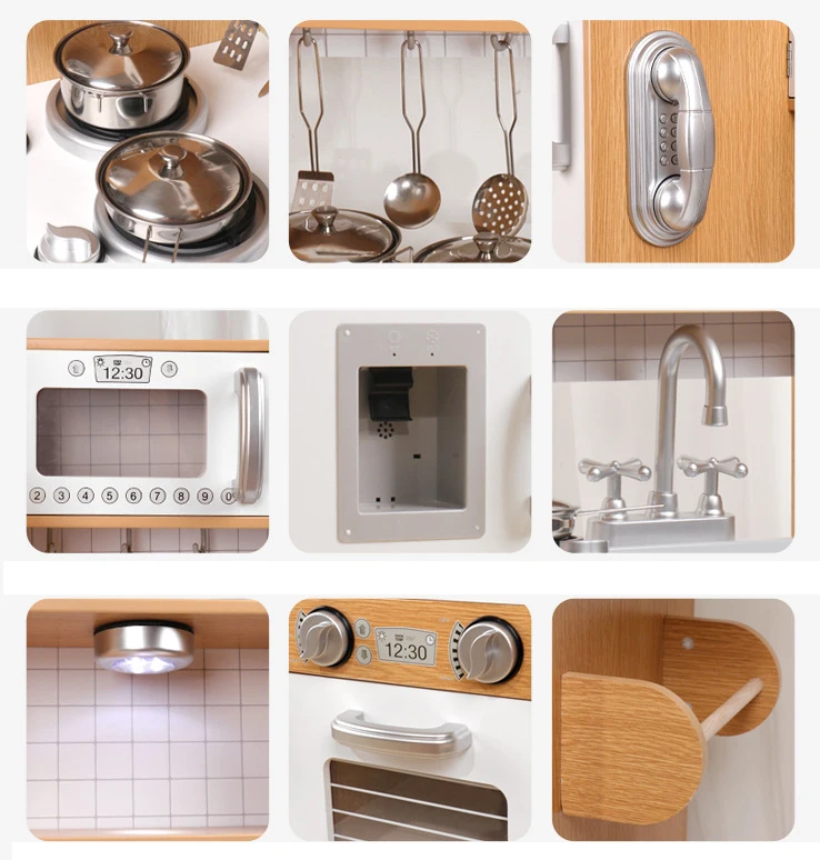 Kid Play Kitchen Pretend Daycare Toy Sets, Cooking Supplies Cooking Utensils, Apron&Chef Hat and Grocery Play Food Sets