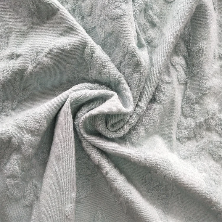 Stretch Cotton Viscose Knitted Toweling Jacquard Sweaters Fabric