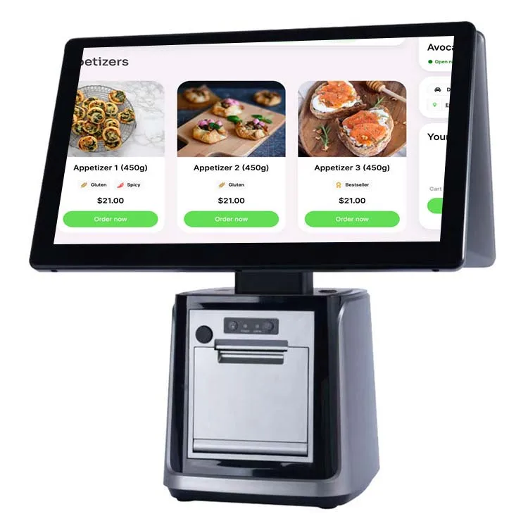 Android System Touch Panel PC 15.6 Inch Smart Pos Systems 11.6/14/15/15.6/17 Desktop Pos Machine Terminals With Built In Printer