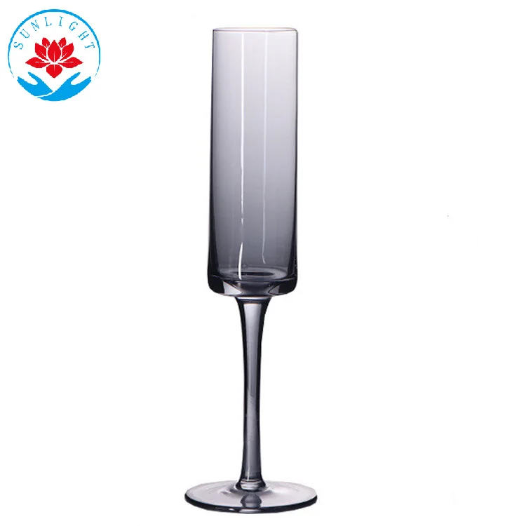 Factory Wholesale High Quality 180ML Hand-made Blown Wine And Champagne Glasses With Gold Rim And  Crystal Stem