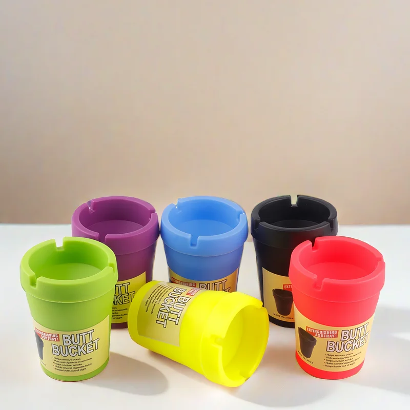 Portable Car Plastic Ashtray Drop Resistant Candy Color Ashtray Luminous Strip Ashtray For Hotel