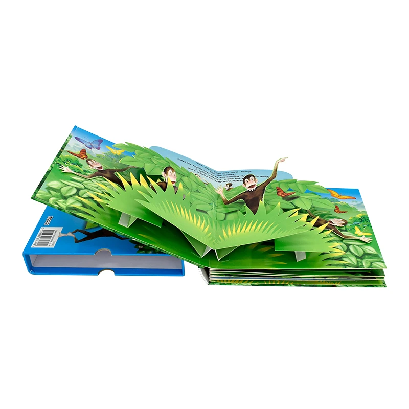 3D Pop up Book Glossy Art Paper Kraft Paper Roll Custom Hardcover Children Cartoon Workbook Printing Service Offset Printing