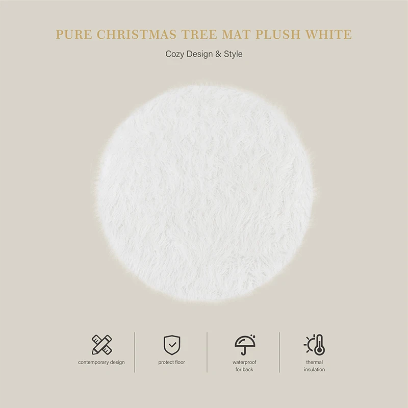 Artificial wool mat round pure white plush faux fur Christmas tree skirt Tree Protection Mat
