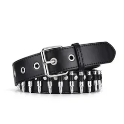 New Wide Pu Leather belt with bullet for decoration