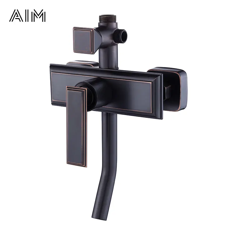 AIM Buried Quality Blackened Brass Bath Shower Faucet Matte Black