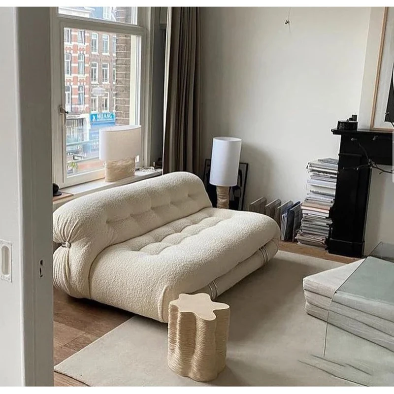 Nordic creative designer light luxury leisure lazy lamb velvet simple three-person net red sofa sofa