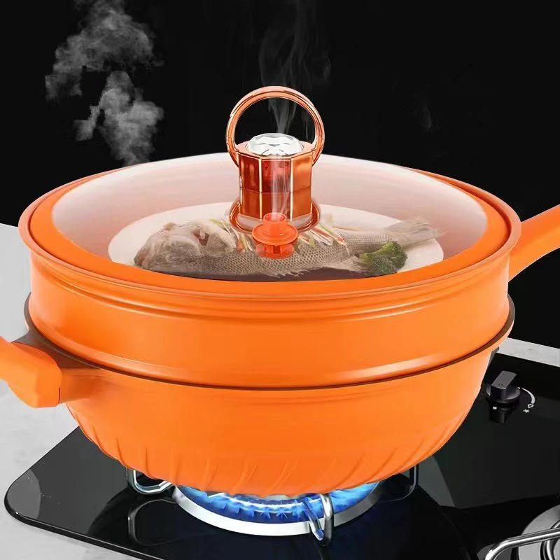 Dual-use cooking pot with titanium alloy micro pressure casting integrated pot nonstick pot