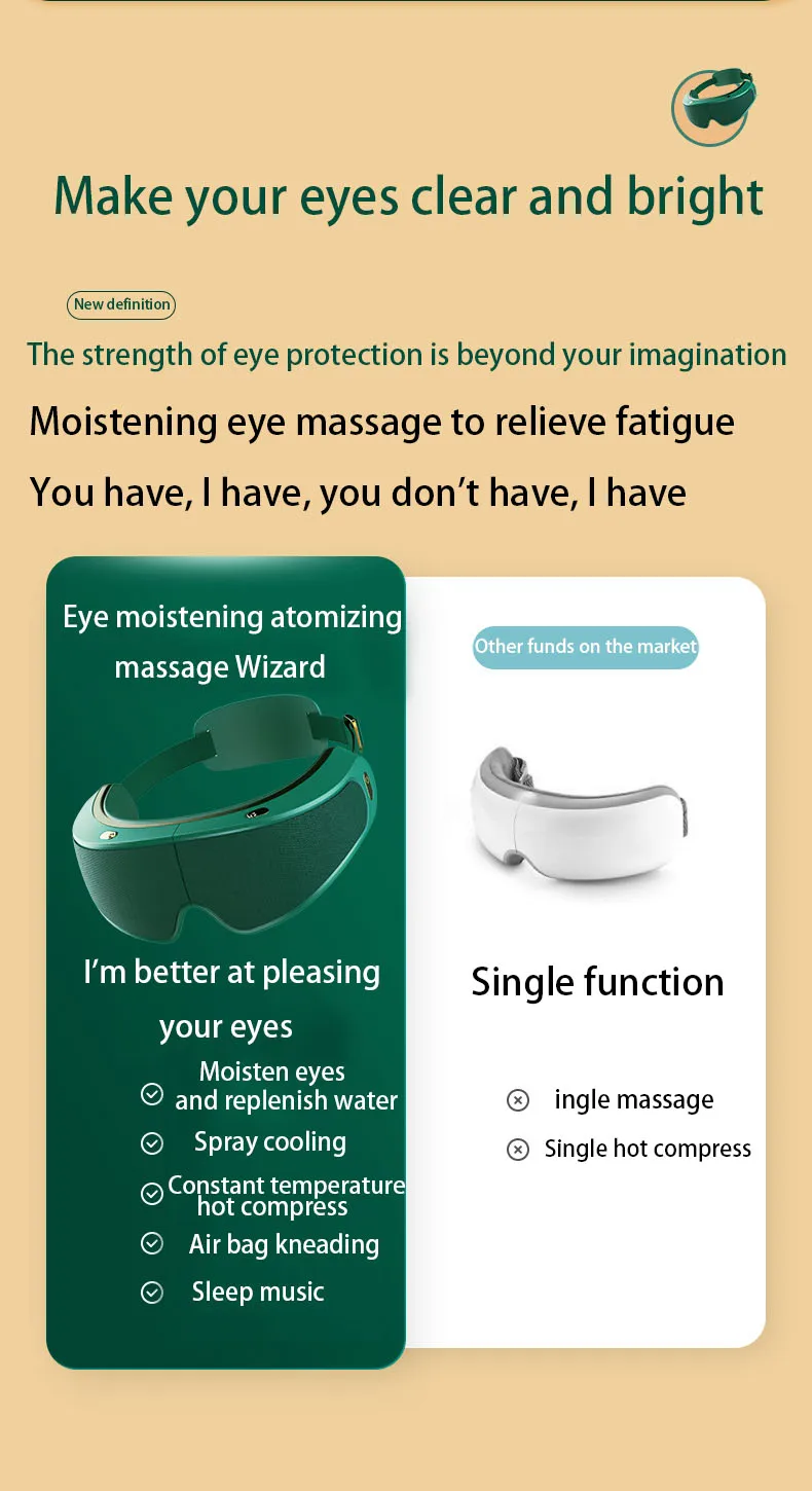 USB charge  Smart electric vibration eye massage with cold and heat Air compression eye mask for massage and beauty