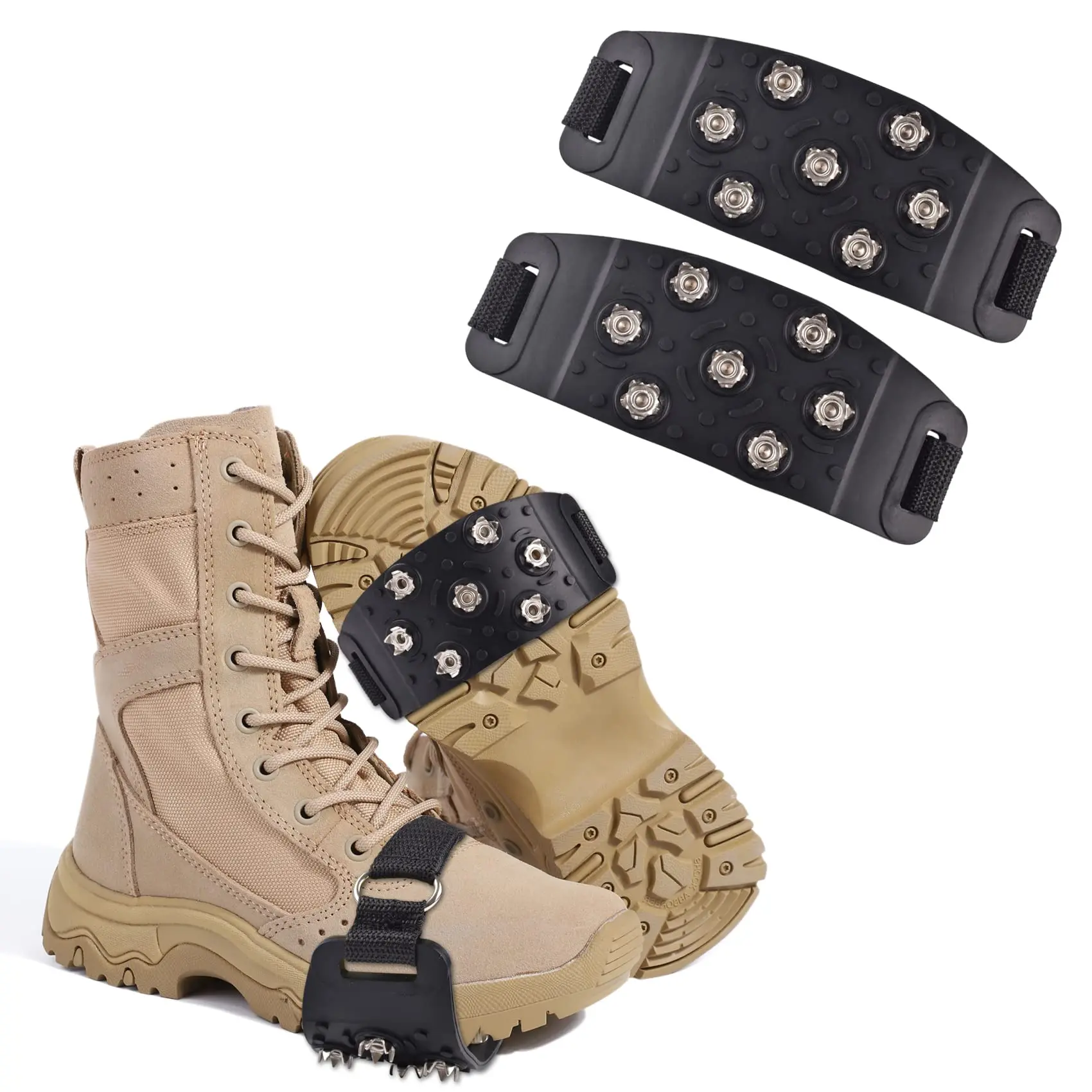 Crampon тяги бутсы на нескользящей подошве тяги Захваты кошки шипы 7 точка бутсы для обуви для прогулок, бега, пеших прогулок, крепление