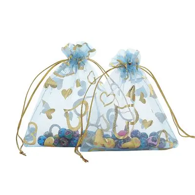 Organza Drawstring Bag 7x9 9x12/10x15/13x18/17x23cm Custom Logo Mesh Valentines Christmas Party Pouch
