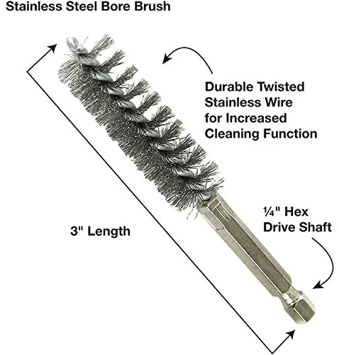Stainless Steel Bore Brush Stainless Steel Bristles Wire Brush for Power Drill Cleaning Wire Brush Stainless