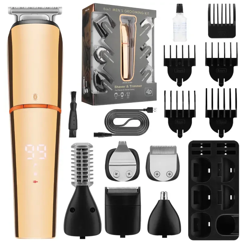 Cross-border multifunctional electric hair clipper six-in-one LCD display full body waterproof Shaver electric clipper set