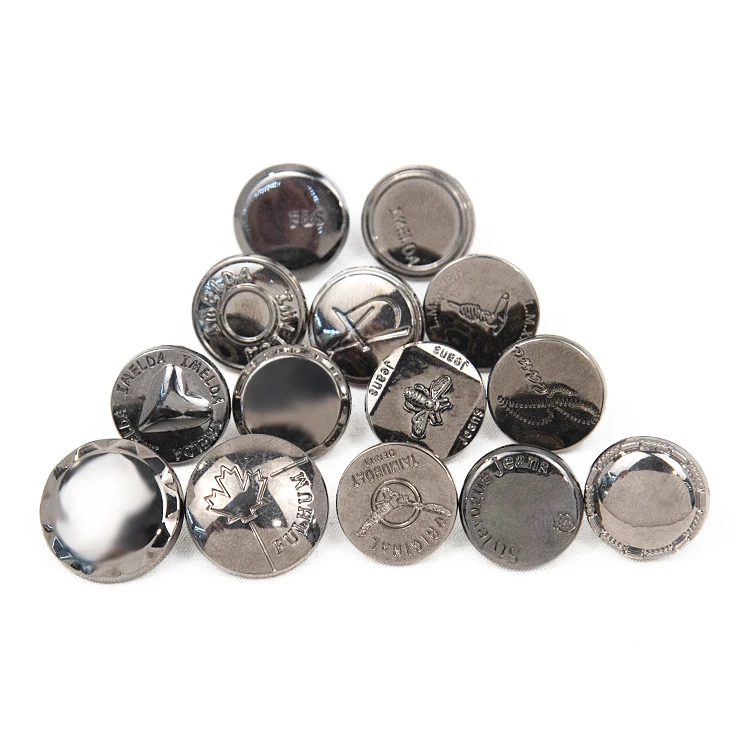 Custom logo Jacket zinc alloy brand denim botton metal 17mm zamak jeans buttons and rivets for clothes jeans denim