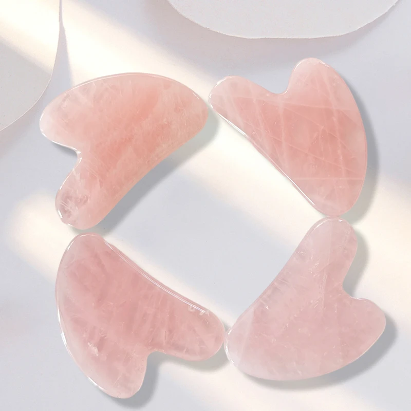 Ready to ship Best selling Pink PORTABLE gua sha face Facial massage guasha face caring jade