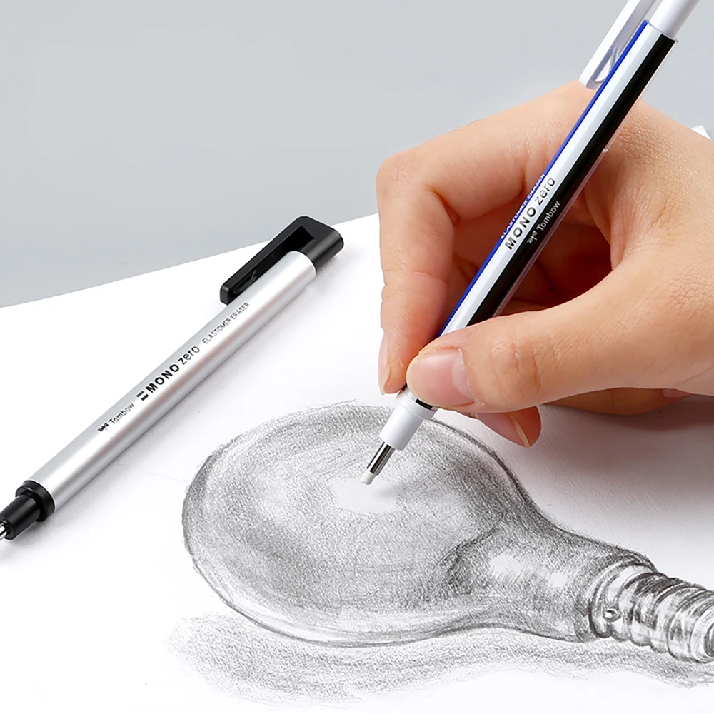 Tombow MONO Zero Mechanical Eraser Refillable Pen Shape Sketching Painting High Gloss Rubber Press Type School Stationery