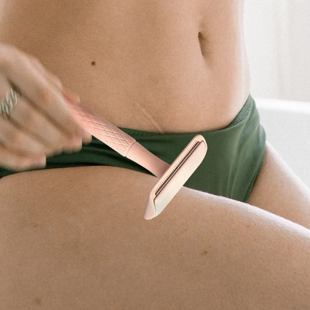 High Quality Zero Waste Classic Bikini Aluminium Handle Pink Safety Razor Shaving Kit For Women