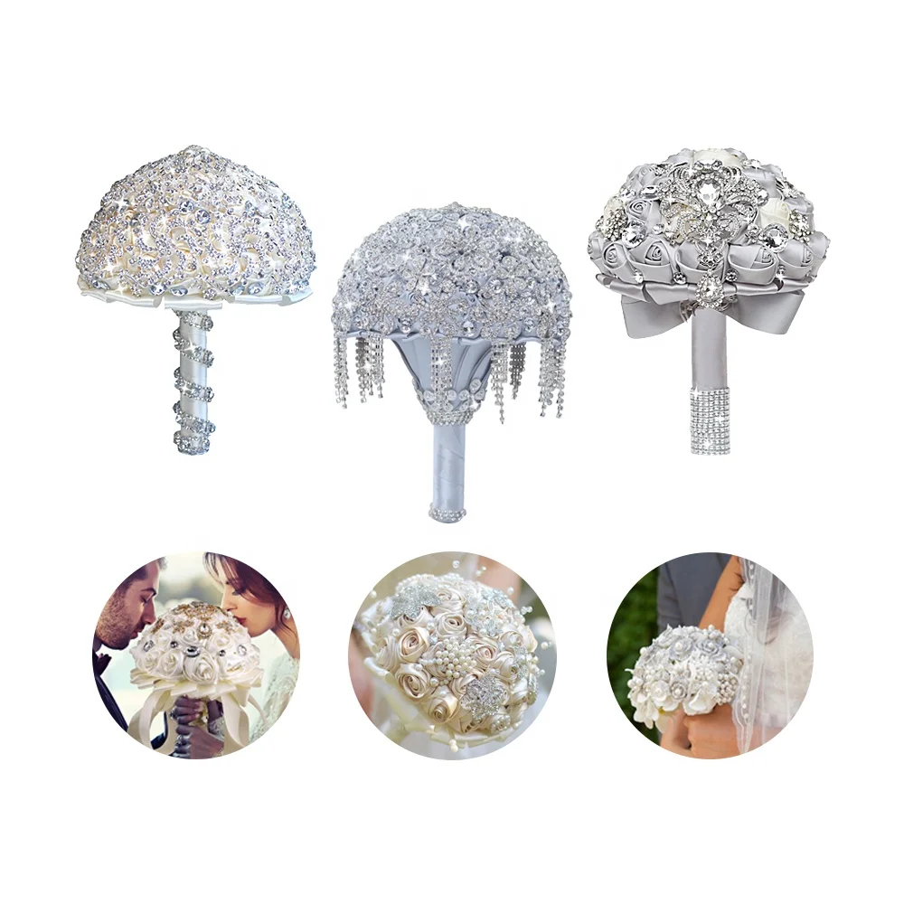 Romantic popular design handmade rhinestone bouquet full crystal luxury wedding bridal diamond bouquet