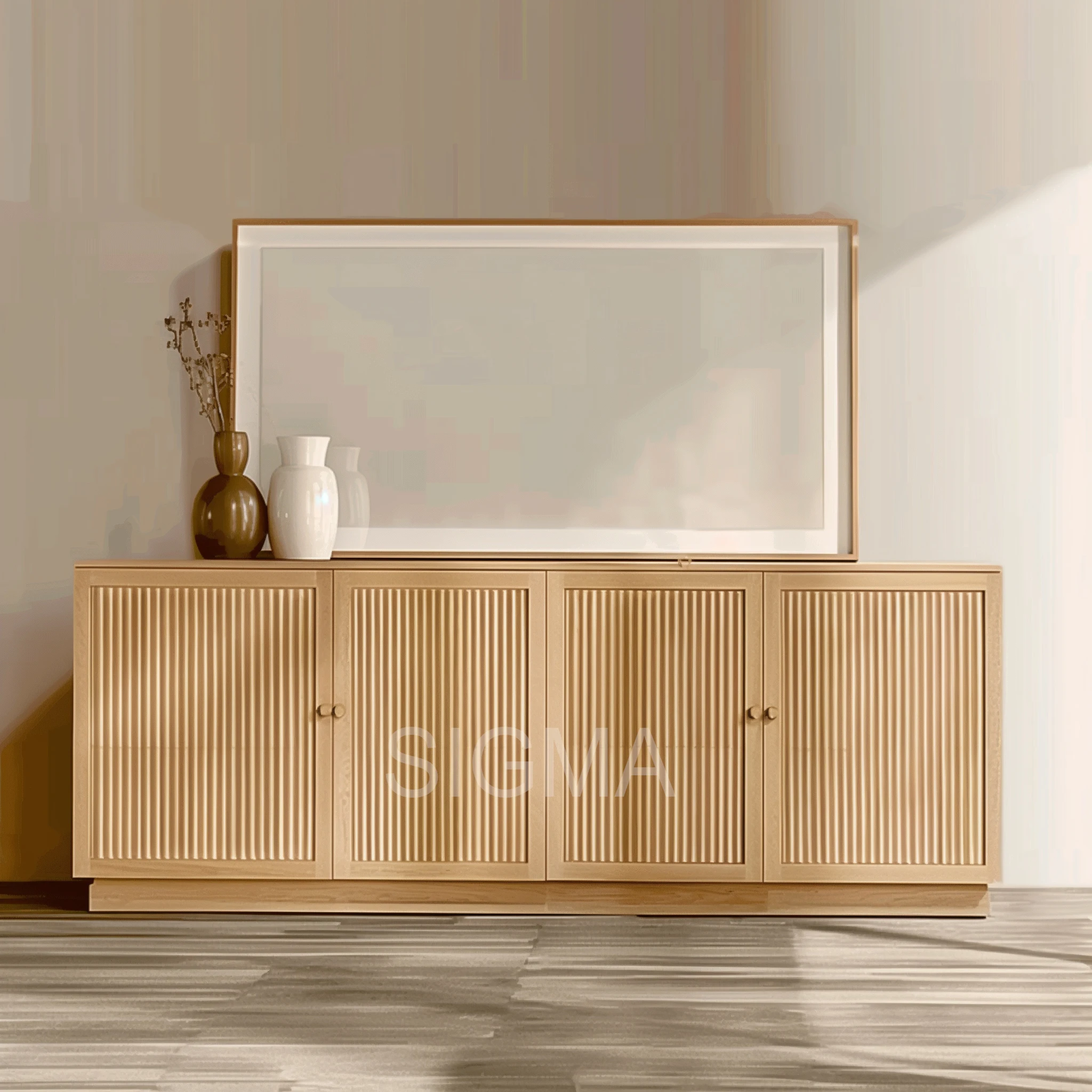 Modern Luxury bedroom furniture Sets Solid Natural Oak frame minimalist style Kind Queen Size Beds