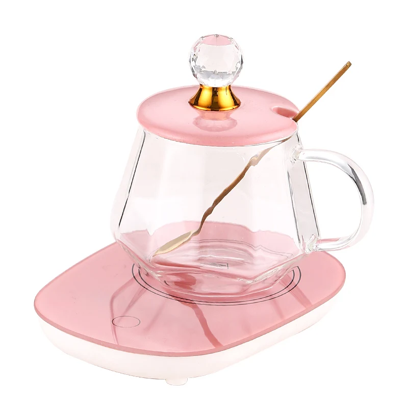 Hot Selling 55 Degree Thermostat Smart Heating Coffee Cup Durable Glass Stainless Steel Tea Cup 380ML