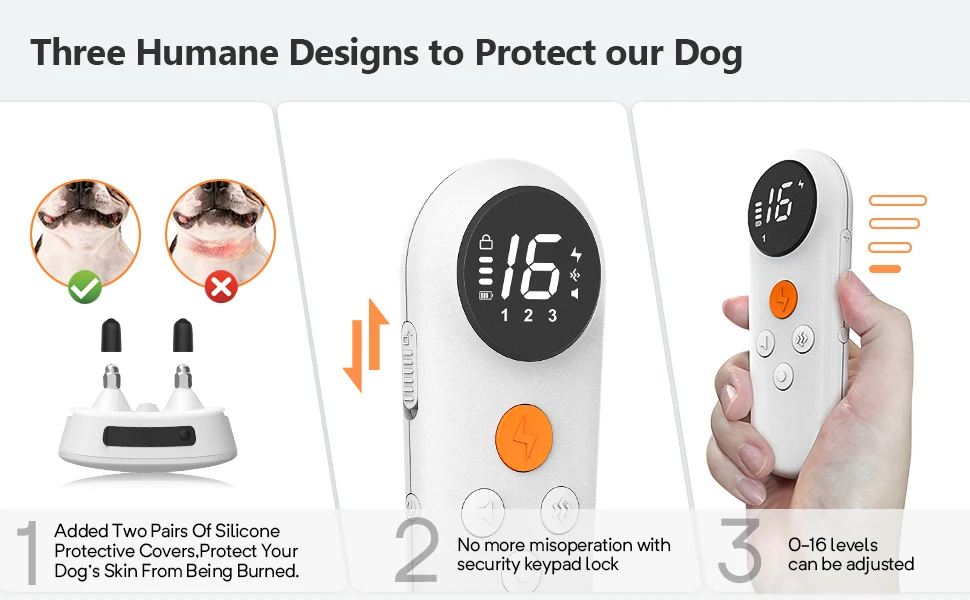 Dog Training Collar Waterproof 1640ft Remote Rechargeable Waterproof Electric Shock Collar with Beep Vibration Shock