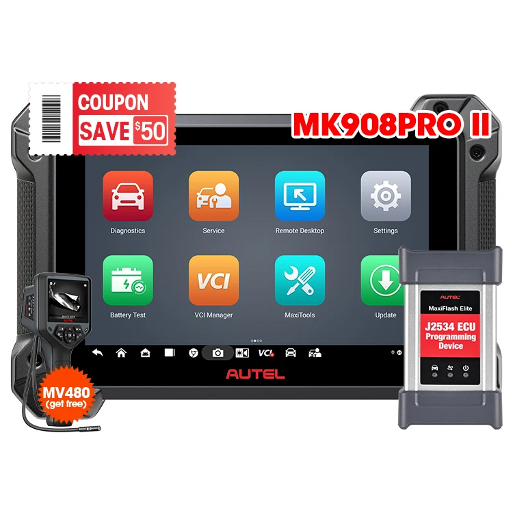 Autel MaxiSys Pro MK908P ll Elite 908 J2534 Online OBD2 Programming Diagnostic Scanner Cars 1-Year Warranty 12V Voltage Analyzer