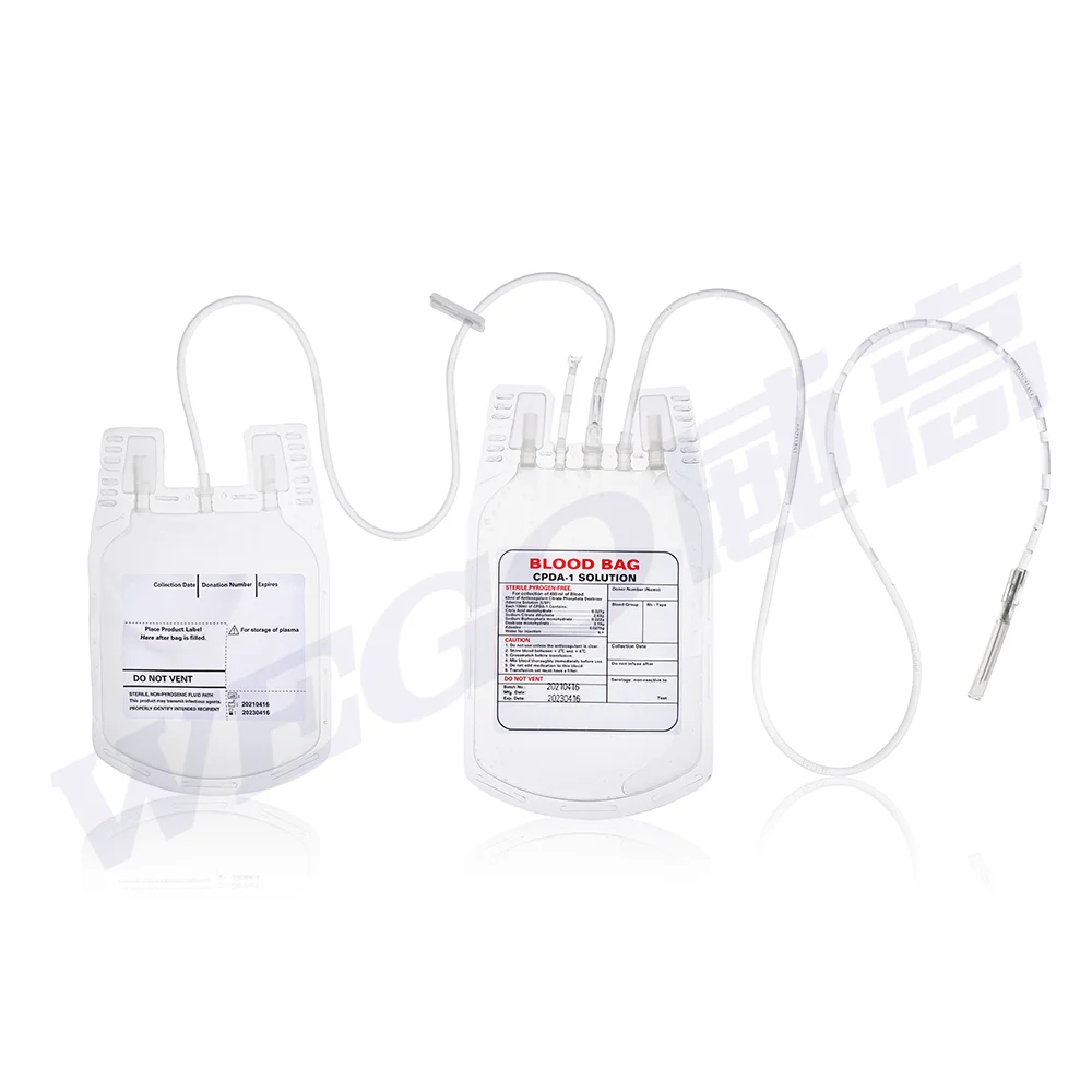 factory price disposable blood bag single  double triple blood bag  450ml bloob collection bag