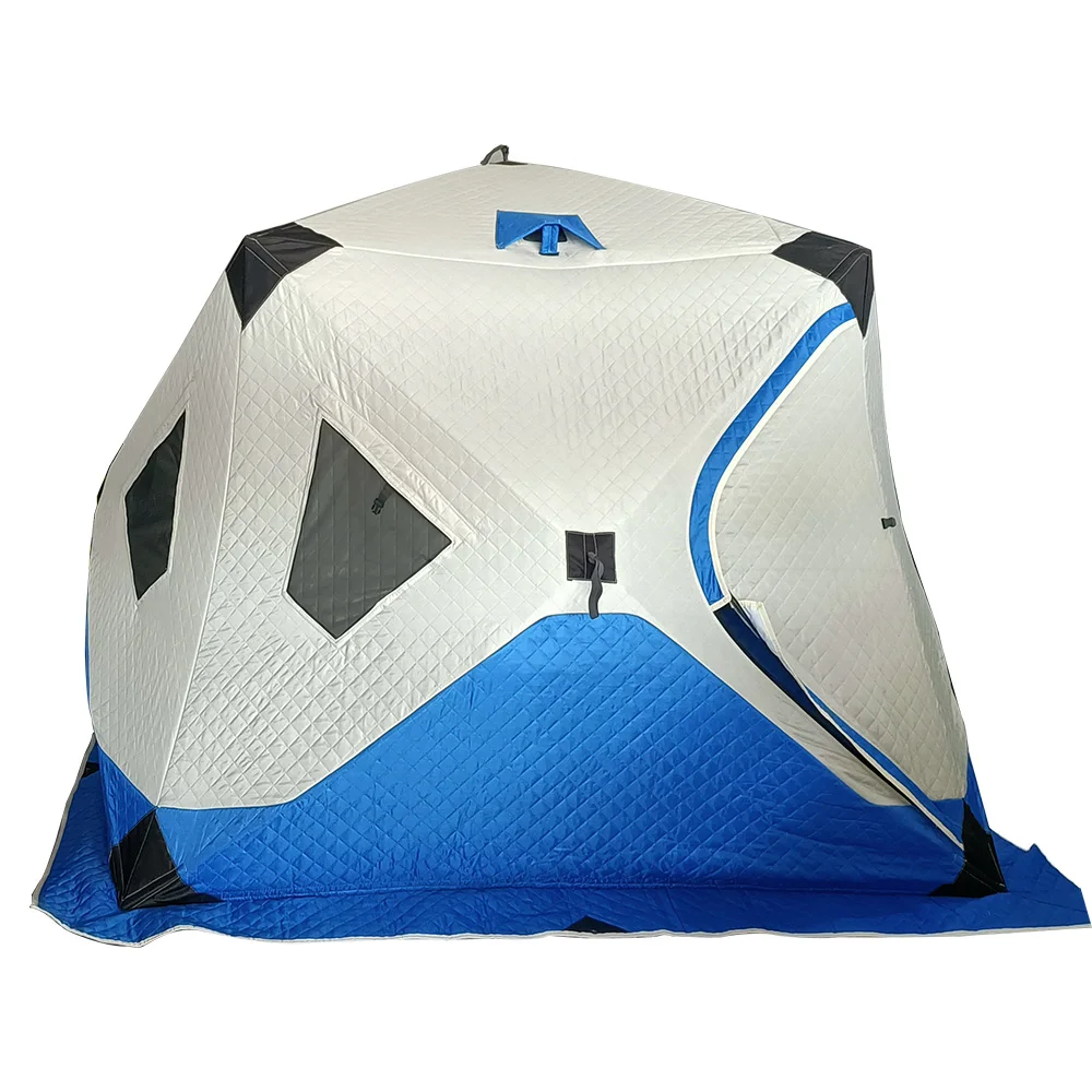 2 Person Ice Fishing Shelter Pop-Up Portable Insulated Tent Waterproof Oxford Polyester Fabric with