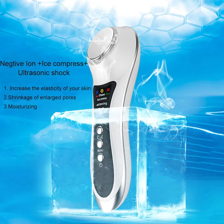 Cryotherapy Led skin care & tools facial cold hot Ultrasonic shock ice beauty instrument face care face massager ice roller