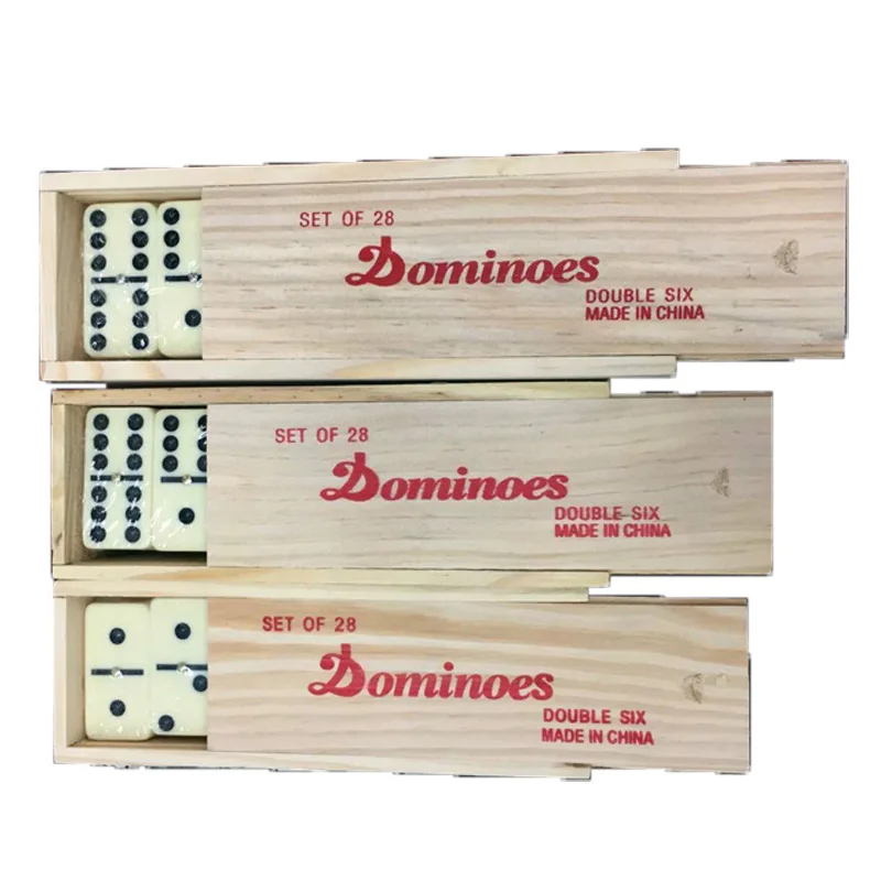 Wholesale Professionnel White Domino 28 Piece Set Board Game Toy Double Six Blank Sublimation Dominoes Set With Wooden Box
